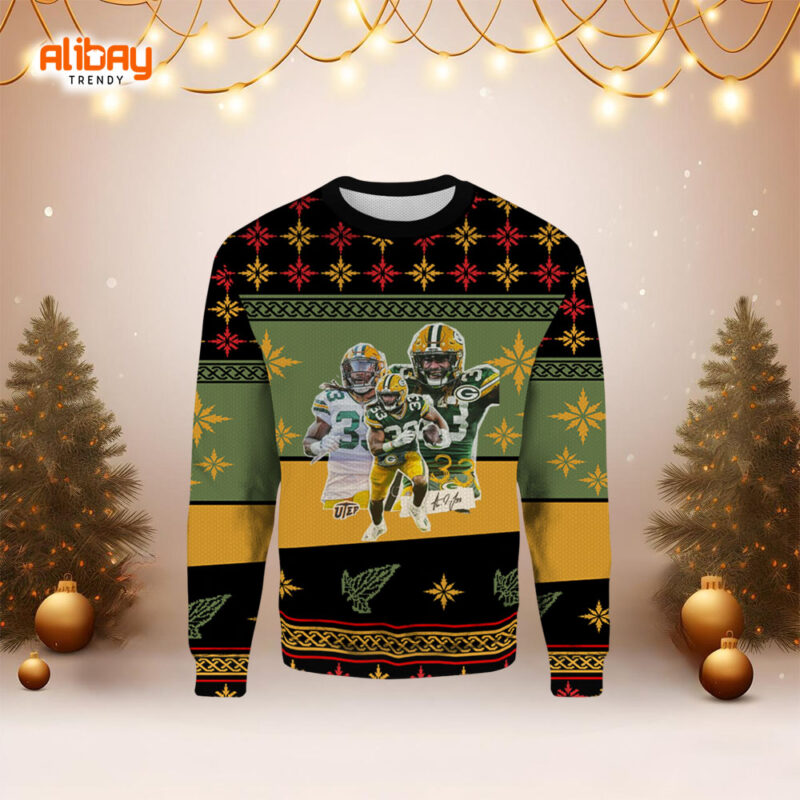 Aaron Jones Green Bay Packers Ugly Christmas Sweater