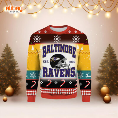 Baltimore Ravens EST 1996 Ugly Christmas Sweater