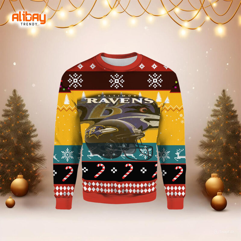 Baltimore Ravens Helmets Ugly Christmas Sweater