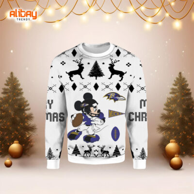 Baltimore Ravens Mickey Mouse NFL Ugly Christmas Sweater