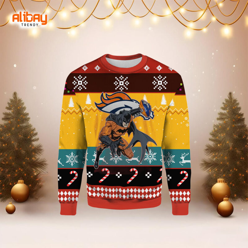 Batman Denver Broncos Ugly Christmas Sweater