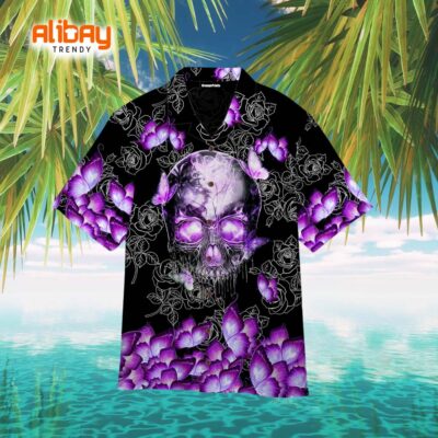 Butterfly Skull Tropical Hawaiian Shirt