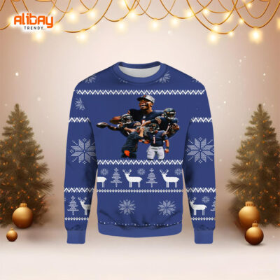 Chicago Bears Justin Fields Ugly Christmas Sweater