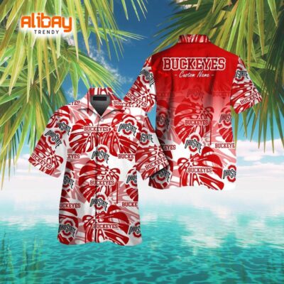 Custom Ohio State Buckeyes Button-Up Tropical Hawaiian Shirt
