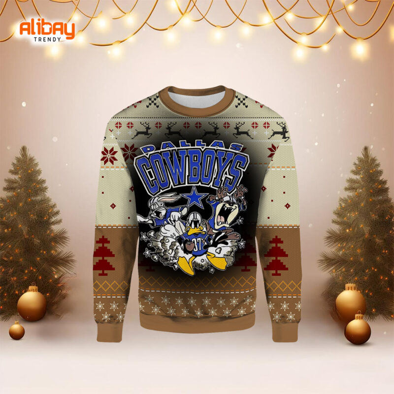 Dallas Cowboys Looney Tunes Ugly Christmas Sweater