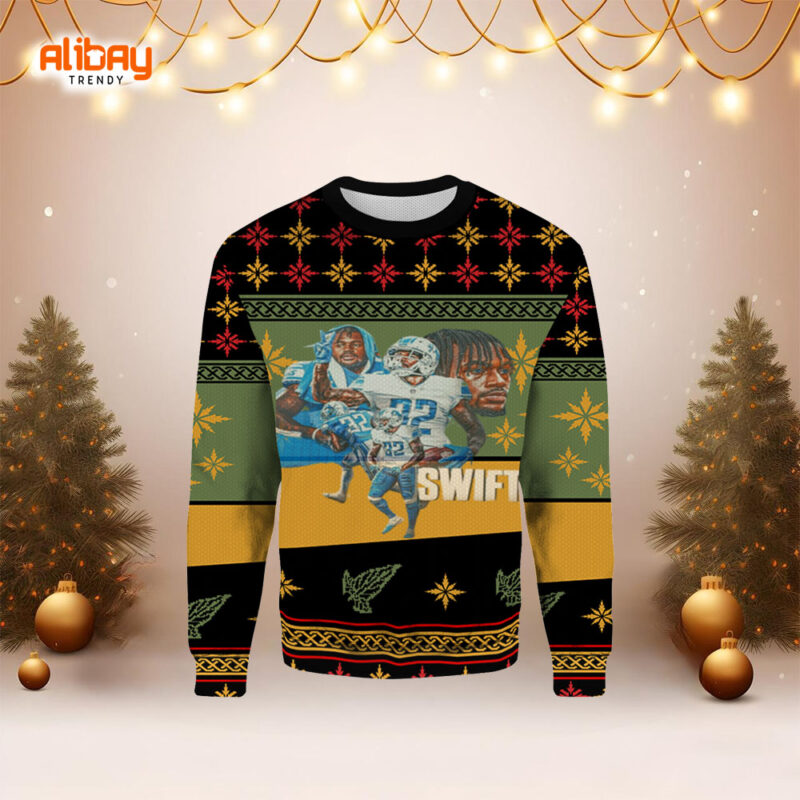 Deandre Swift Detroit Lions Ugly Christmas Sweater