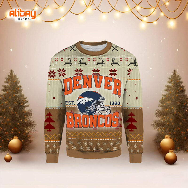 Denver Broncos EST 1960 Ugly Christmas Sweater