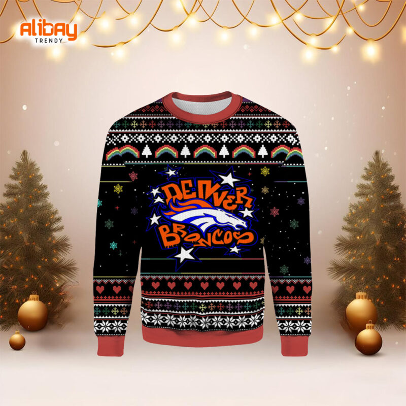 Denver Broncos Logo Star Ugly Christmas Sweater