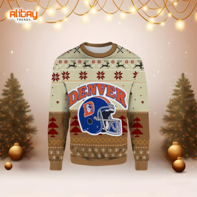 Denver Football Team Vintage Classic Helmet Royal Ugly Sweater