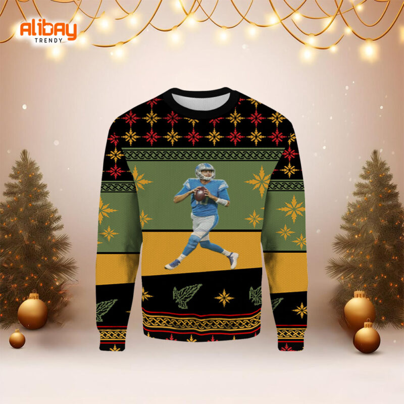 Detroit Lions Jared Goff Ugly Christmas Sweater