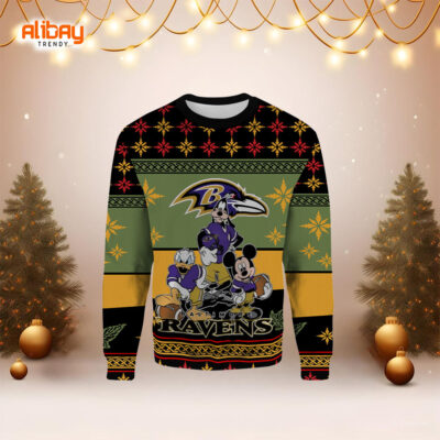 Disney Baltimore Ravens Ugly Christmas Sweater