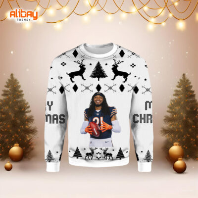 D'onta Foreman Chicago Bears Ugly Christmas Sweater