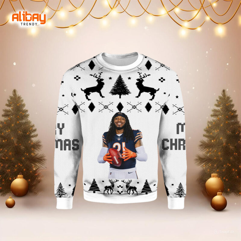 D'onta Foreman Chicago Bears Ugly Christmas Sweater