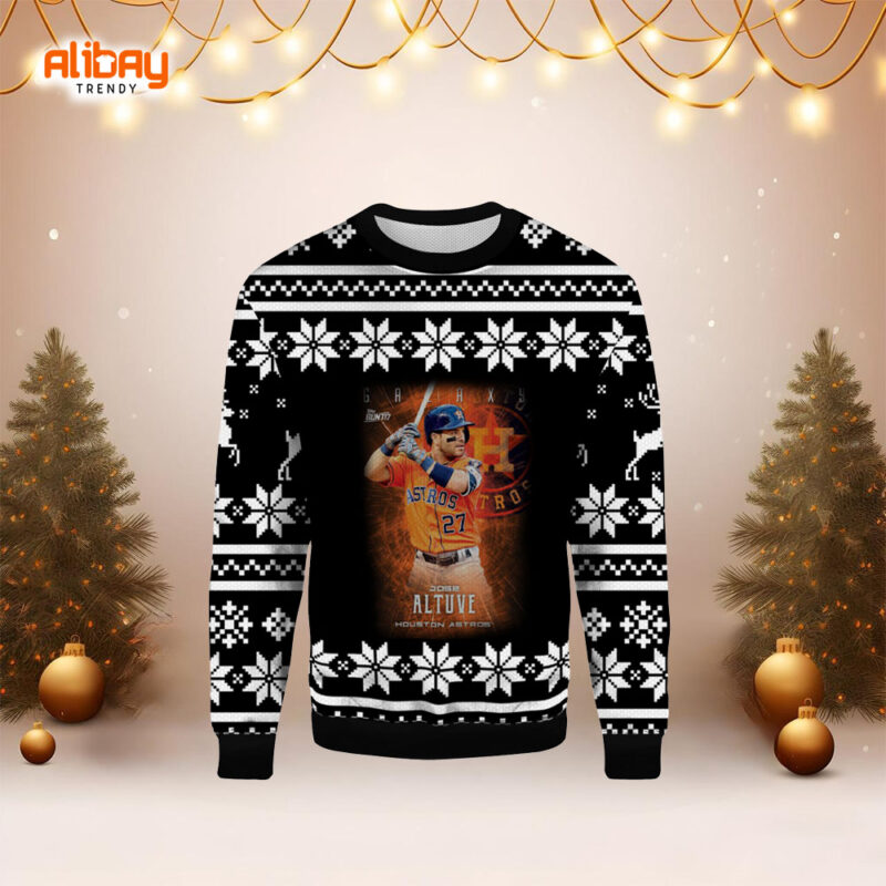 Galaxy Jose Altuve Houston Astros Ugly Christmas Sweater