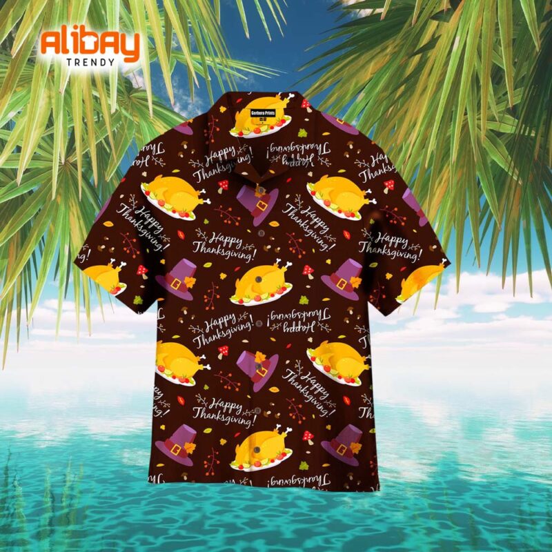 Happy Thanksgiving Dinner With Turkey Hawaiian Shirt