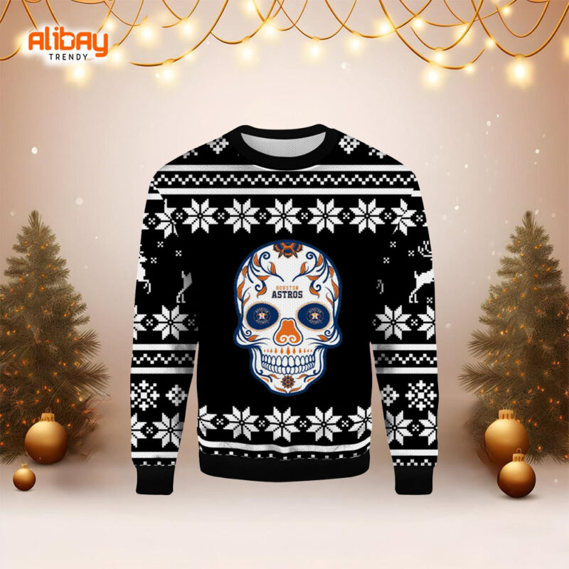 Houston Astros Skull Outdoor Logo Ugly Christmas Sweater