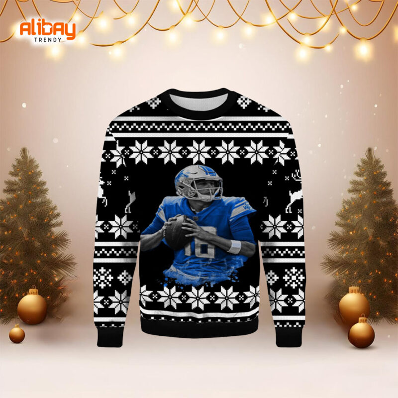 Jared Goff Detroit Lions Ugly Christmas Sweater