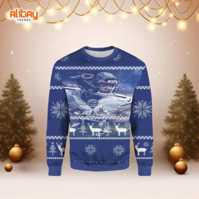 Justin Fields Chicago Bears Ugly Christmas Sweater