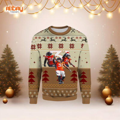 Justin Simmons Denver Broncos Ugly Christmas Sweater