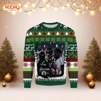 Lamar Jackson Baltimore Ravens Ugly Christmas Sweater