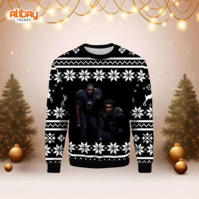 Men in black Baltimore Ravens Ugly Christmas Sweater