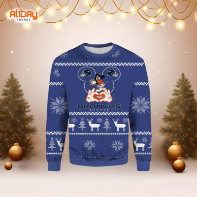 Mickey Mouse Disney Denver Broncos Ugly Christmas Sweater