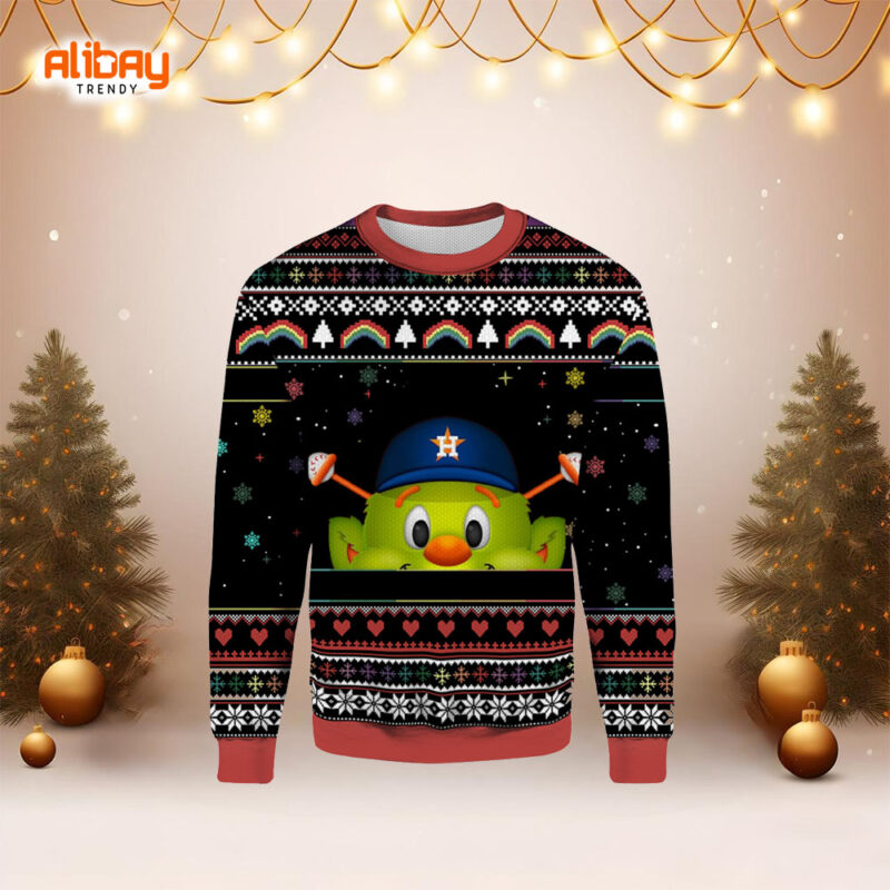 Orbit Houston Astros Minimalist Mascot Ugly Christmas Sweater