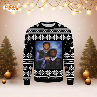Russell Wilson Jerry Jeudy Denver Broncos Ugly Christmas Sweater