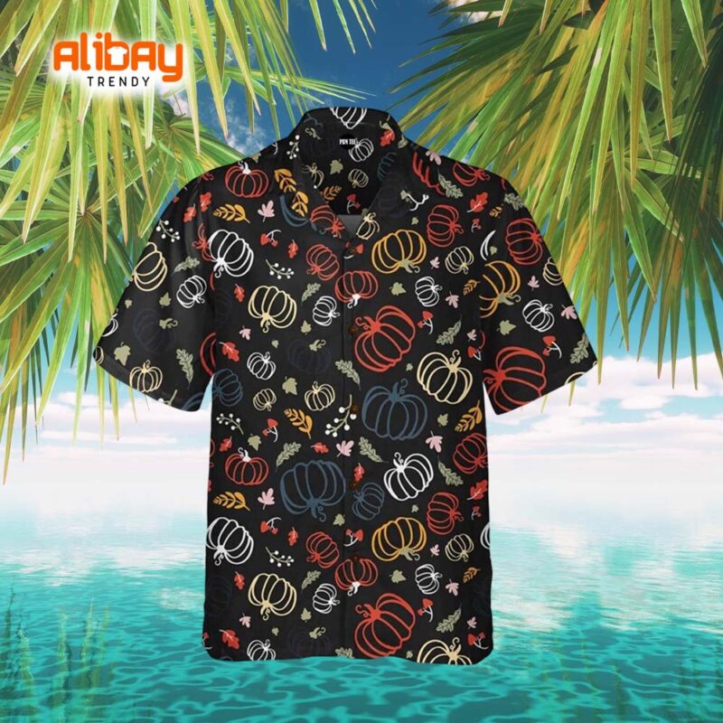 Thanksgiving Pumpkin Pattern Tropical Hawaiian Shirt