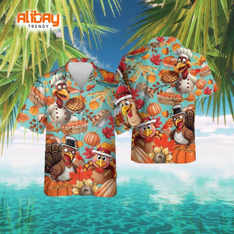 Thanksgiving Turkey Tropics Hawaiian Shirt