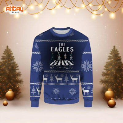 The Eagles Walking Abbey Road Signatures Ugly Christmas Sweater