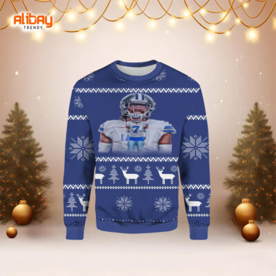 Trevon Diggs Dallas Cowboys Ugly Christmas Sweater