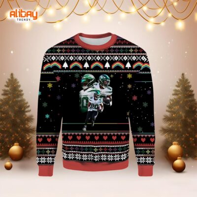 Breece Hall New York Jets Ugly Christmas Sweater