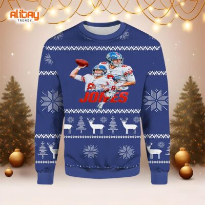 Daniel Jones NY Giants No 8 Ugly Sweater