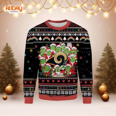 Grinch Team Xmas Day LA Rams Ugly Christmas Sweater