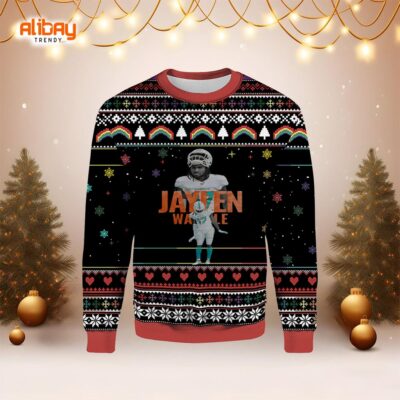 Jaylen Waddle Miami Dolphins Ugly Christmas Sweater