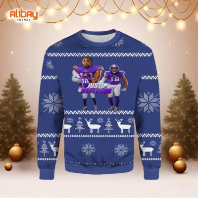 Jusin Jefferson Minnesota Vikings Ugly Sweater Vintage