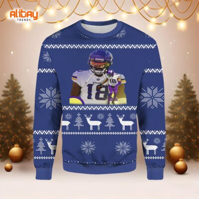 Justin Jefferson Minnesota Vikings Ugly Christmas Sweater