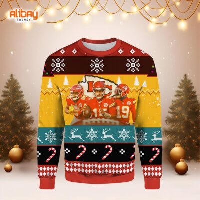 KC Chiefs Three man Ugly Christmas Sweater