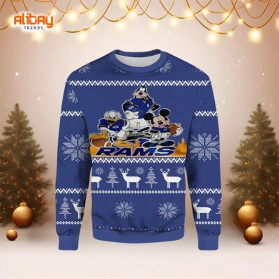 Los Angeles Rams Disney Donald Duck Mickey Mouse Goofy Christmas Sweater