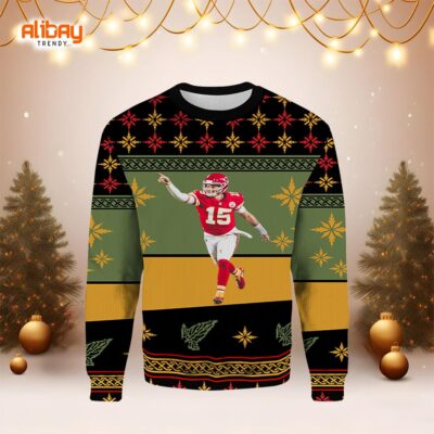 Mahomes LetsRoll Kansas City Chiefs Ugly Christmas Sweater