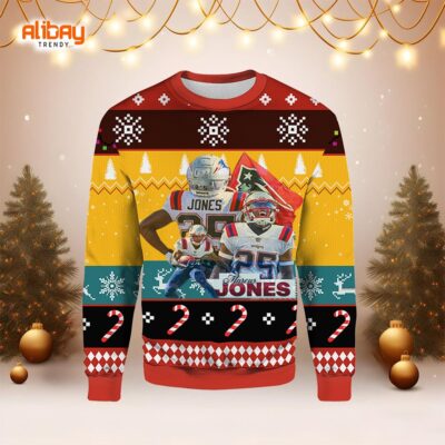 Marcus Jones New England Patriots Ugly Sweater