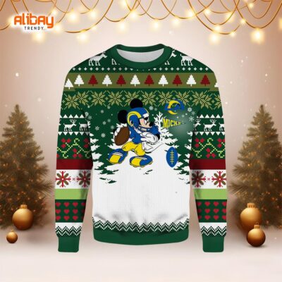 Mickey Mouse Los Angeles Rams Ugly Christmas Sweater