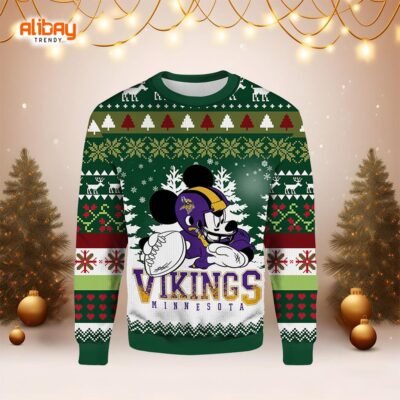 Mickey Mouse Minnesota Vikings Ugly Christmas Sweater