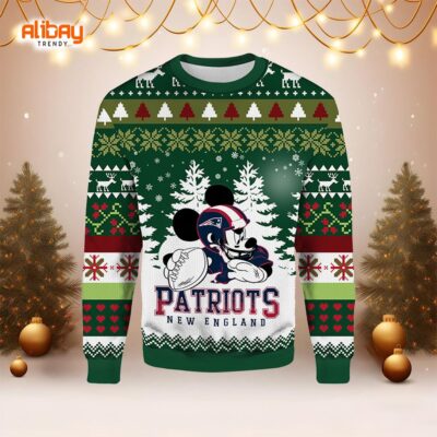 Mickey Mouse New England Patriots Ugly Christmas Sweater