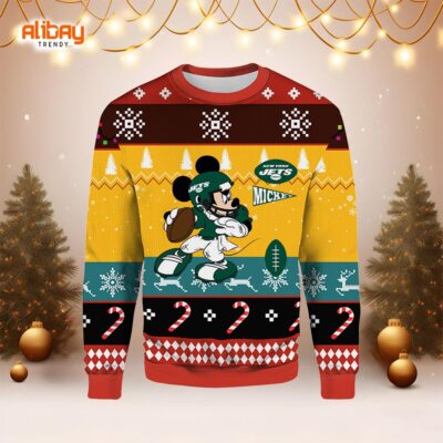 Mickey Mouse New York Jets Ugly Christmas Sweater