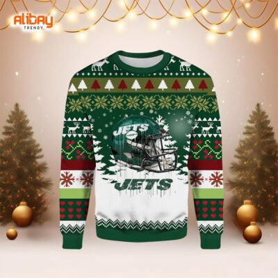 NFL New York Jets Helmet Ugly Christmas Sweater