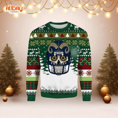 Skull Dia De Rams Los Angeles Rams Ugly Christmas Sweater