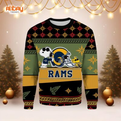 Snoopy and Woodstock Los Angeles Rams Ugly Christmas Sweater