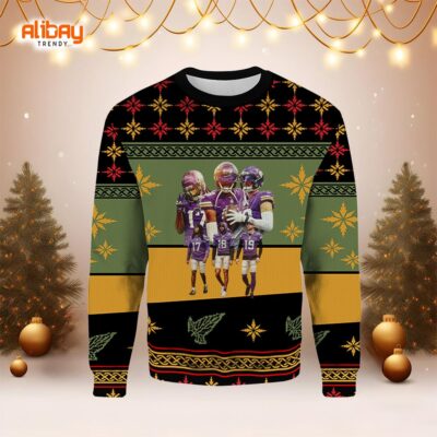 Three Deep Minnesota Vikings Ugly Christmas Sweater